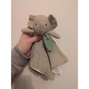 Tikiri organic cotton elephant lovey with natural rubber teether